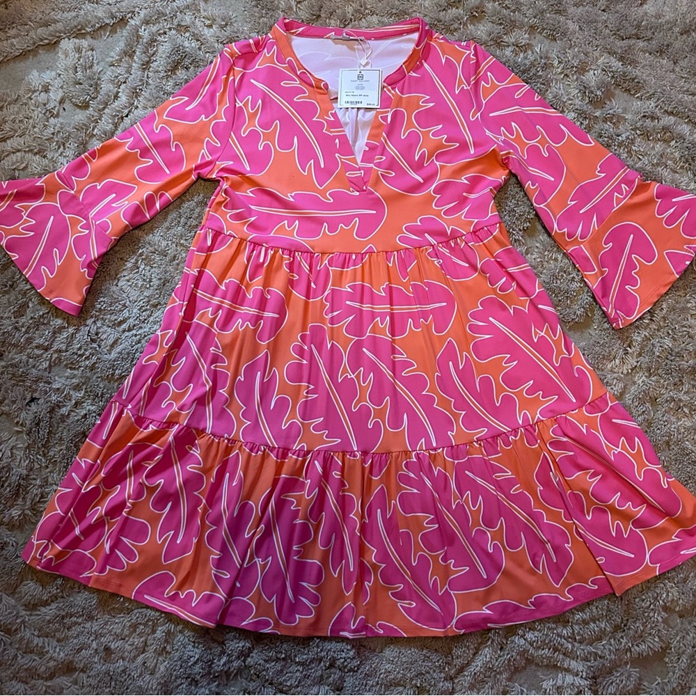 Orange and Pink Leaf Dress